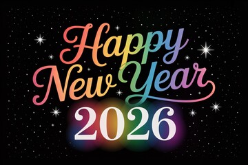 Celebrate a bright, happy New Year 2026 with colorful stars