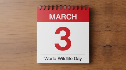 Remember World Wildlife Day on March 3rd with this calendar page, a reminder to protect and celebrate our planet's incredible biodiversity today