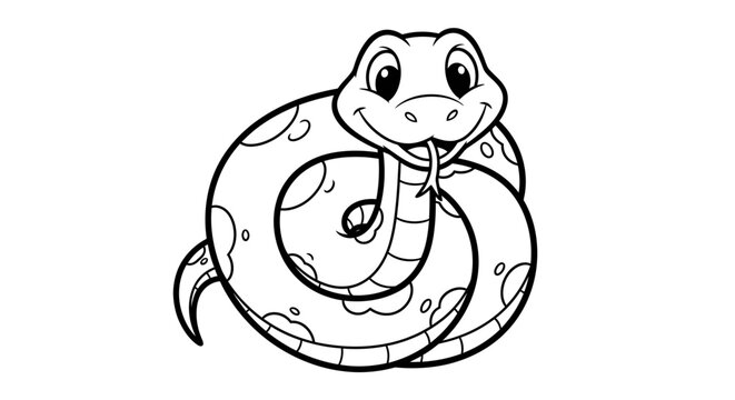Cartoon snake illustration for kids coloring book