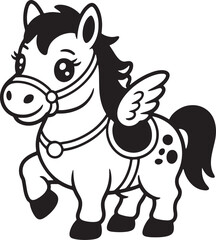 Naklejka premium Magic Winged Pony Cartoon