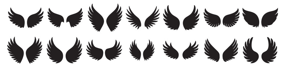 Obraz premium various wing silhouettes for angel bird and fantasy themed