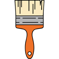 A Classic Paintbrush with a Bright Orange Handle and Light Bristles on a Black Background