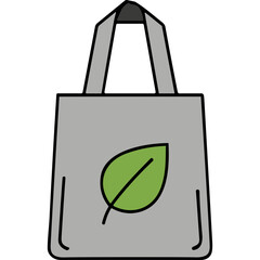 A Grey Canvas Tote Bag With A Green Leaf Symbol On A Black Background Representing Eco Friendly Shopping And Sustainability