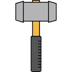 A Heavy Duty Sledgehammer Tool With A Grey Metal Head And A Yellow Handle And A Black Grip Featuring A Dark Background