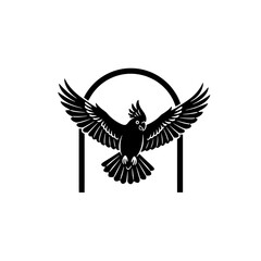 Cockatoo silhouette pecking minimal wall line art vector