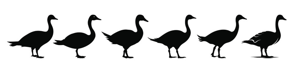  goose silhouette black clipart set goose walking silhouette © Xvja