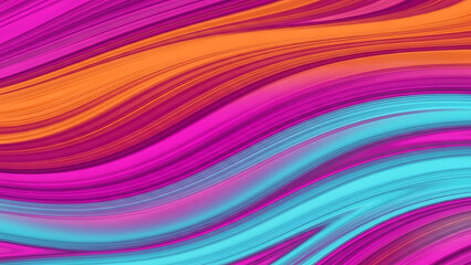 Vibrant Neon Fluid Stripes Background with Abstract Magenta Orange and Cyan Wavy Lines Design