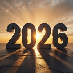 3D 2026 number design representing the year 2026 on   background