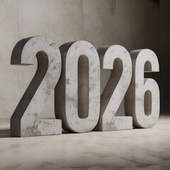 3D 2026 number design representing the year 2026 on   background