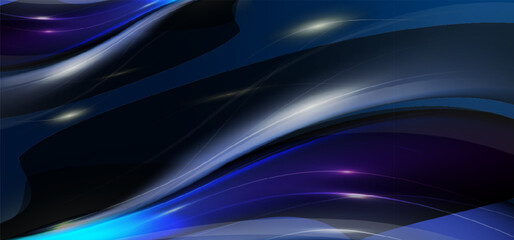 Vector abstract, blue gradient black color background, luxury wave gold line pattern, Illustration modern graphic design for business banner or futuristic technology background