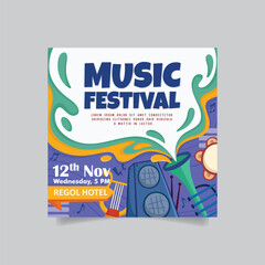 Music party festival, Creative Music Event with illustration shape