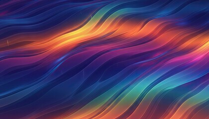 Fototapeta premium Abstract Wavy Lines of Vibrant Colors Including Orange Yellow Blue and Purple With Sparkles and Glitter Effect In A Dark Background