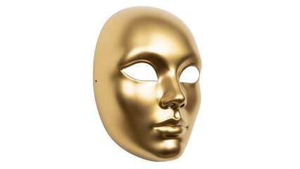 Golden full face mask isolated PNG on transparent background, masquerade ball costume accessory for theater and party use