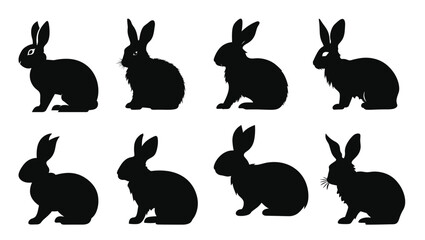 bunny silhouette vector set easter bunnies silhouettes  © Jukp