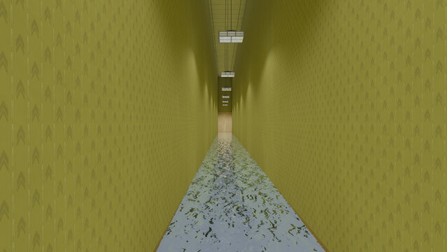 Liminal space backroom many doors to choose