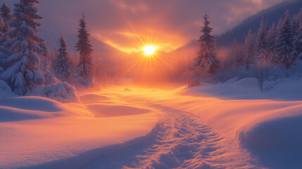 Beautiful snow winter landscape. Winter landscape. Beautiful wintry landscape
