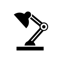 Black desk lamp isolated on white on transparent background silhouette