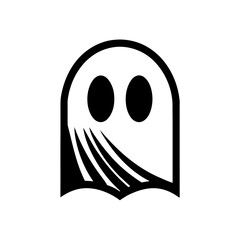 Simple black and white ghost icon on transparent background silhouette