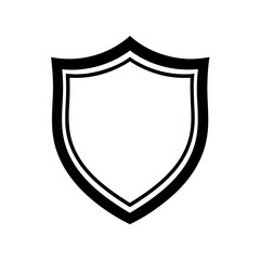 Simple outlined shield shape design on transparent background silhouette