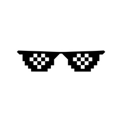 Pixelated black and white glasses on transparent background silhouette