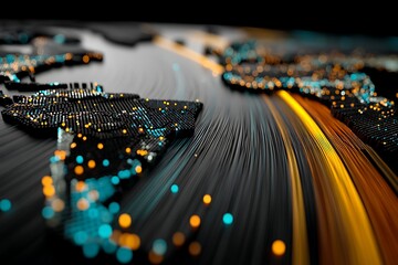 Abstract global network visualization with illuminated connection points and flowing data streams