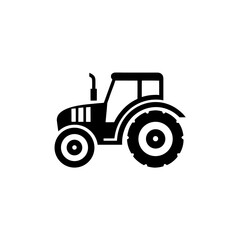 Silhouette of a black tractor on transparent background