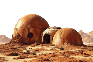 Robotic Mars colony base isolated on transparent background