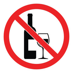 No alcohol sign, graphic symbol representing prohibition of alcohol consumption.