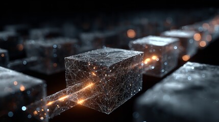 Abstract blockchain technology concept on futuristic background