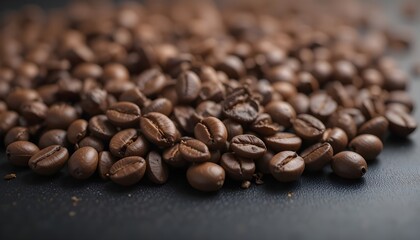 Close-Up of Coffee Beans on Dark Background for Coffee-Themed Designs"