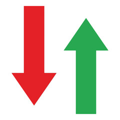 Up and down arrows showing growth and decline in a simple graphic representation