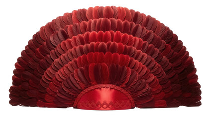 Burgundy feather headdress PNG isolated on transparent background, ceremonial costume for carnival and festival use