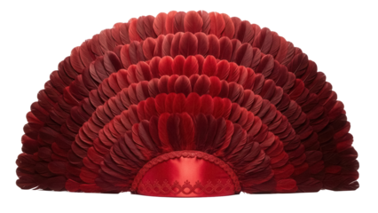 Burgundy feather headdress PNG isolated on transparent background, ceremonial costume for carnival and festival use