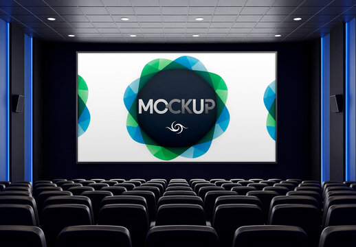 Cinema Screen Mockup In Movie Theater