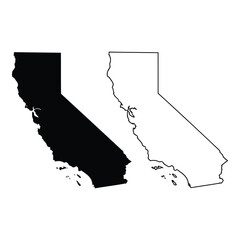 California state outline in black and white on a white background
