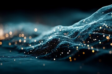 Abstract teal digital landscape with glowing particles, perfect for technology backgrounds and futuristic design