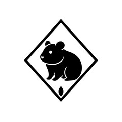 Abstract hamster silhouette in geometric diamond frame vector