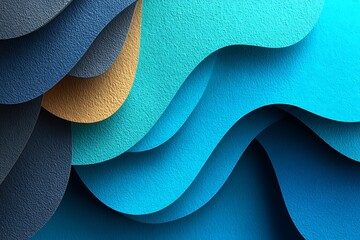 Abstract textured teal and blue wavy background with golden accent creating depth and dimension