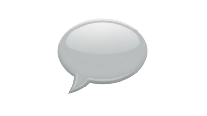 Shiny gray speech bubble PNG isolated on transparent background, communication and conversation symbol for graphic design and social media use