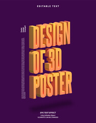 Editable Text Effect Vector of Orange Gradation 3D realistic Bold Isometric typography for poster, brochure, advertising, display