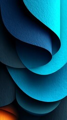 Abstract turquoise waves and curves background design with textural elements and light play