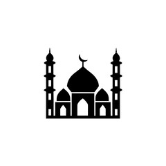 Silhouette of a mosque with minarets on transparent background