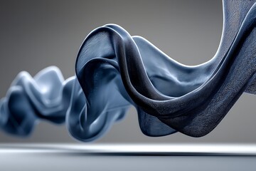 Abstract wave fabric flowing, soft blue material, elegant folds, modern art aesthetic