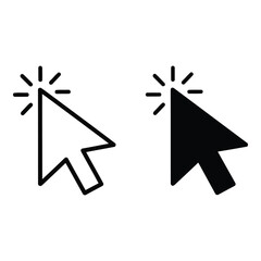 Cursor pointer icons in black and white for computer interaction and user interface design