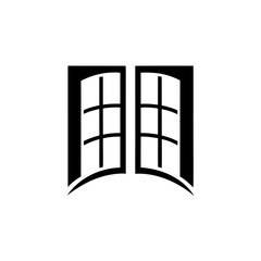 Illustration of two black windows on transparent background silhouette