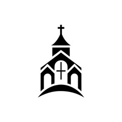 Illustration of a simple church icon on transparent background silhouette