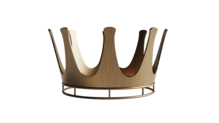 Elegant golden crown isolated PNG on transparent background, royal symbol of power and authority for design projects and regal themes