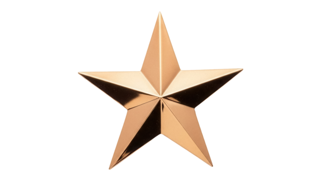 Golden star isolated PNG on transparent background, shiny metallic award symbol for graphic design and decoration - Powered by Adobe