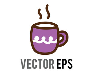 Cute cartoon coffee mug with steam rising, perfect for morning beverages