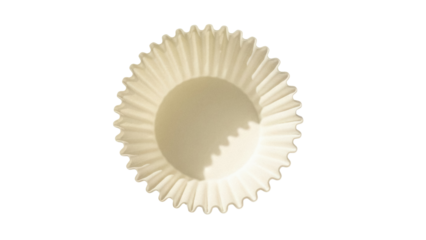 Empty beige paper cupcake liner isolated PNG, baking cup for muffins and desserts on transparent background, confectionery supply